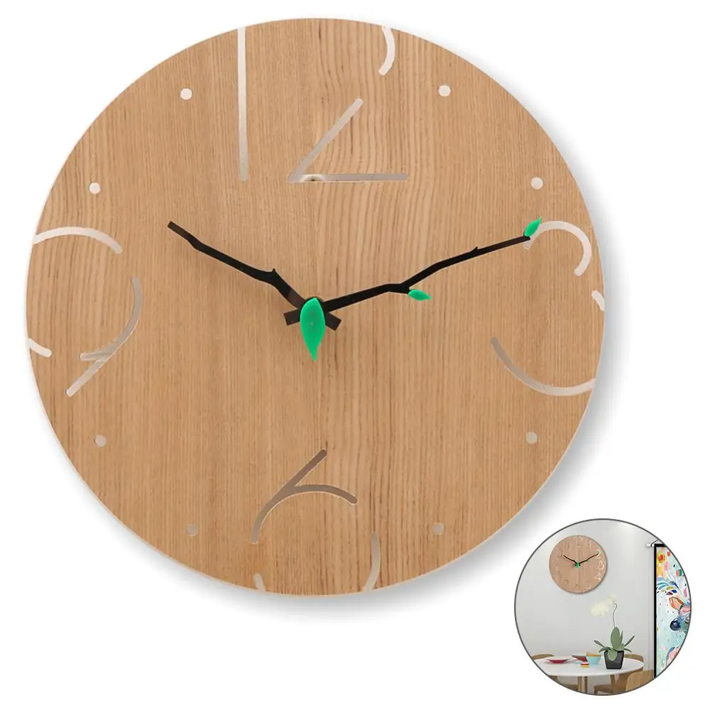

Wooden Wall Clock Round Suitable for Living Room Bedroom and Kitchen Decoration (11 Inches) Easy to Read and Install 40FM04
