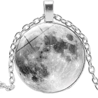 2019 new moon moon surface time glass convex round metal pendant necklace hot popular jewelry wholesale