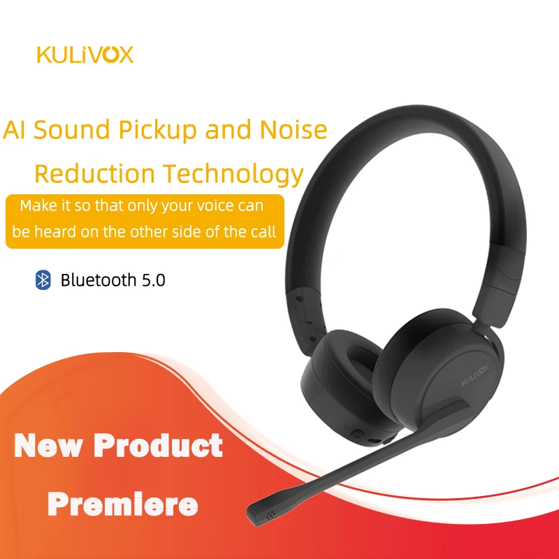 

KULIVOX Wireless Bluetooth ENC Noise-Cancelling Over-Ear Headset with Mic Independent Sound Card Great for Cell Phones oleap