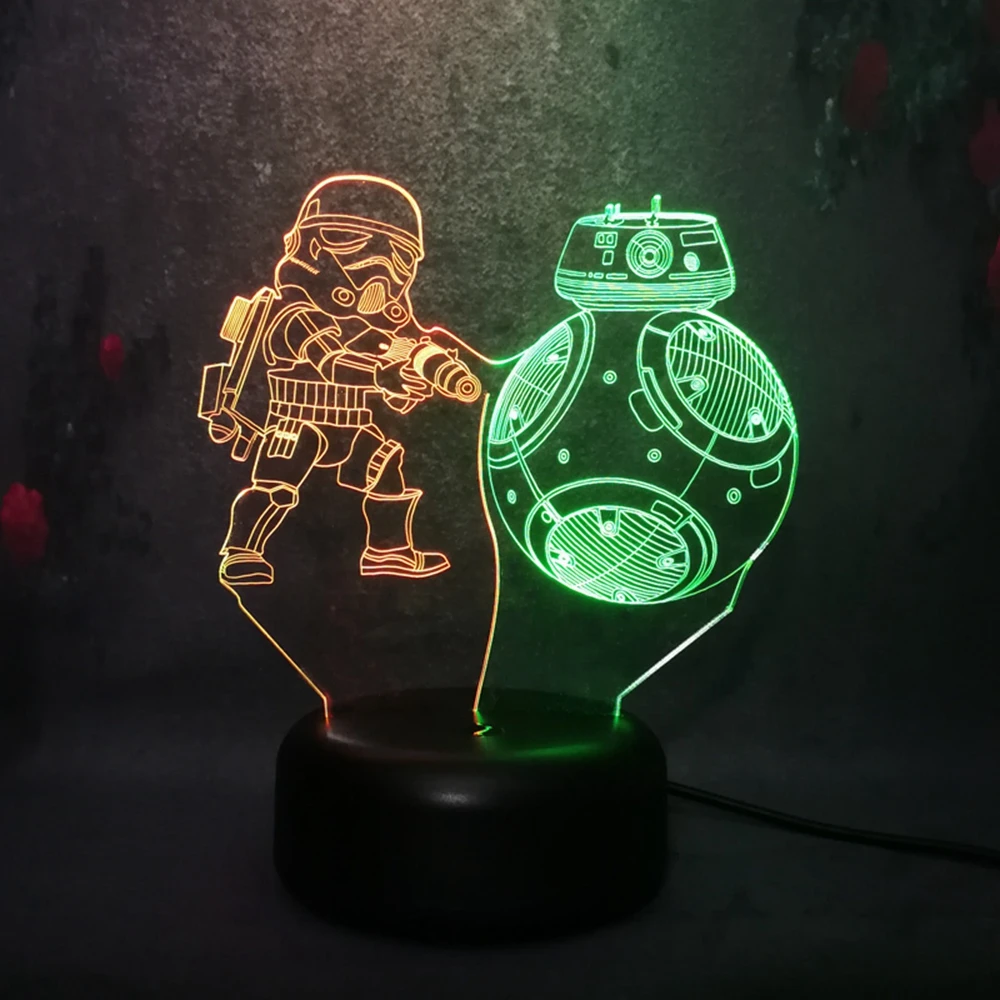 Звездные войны The Force Awakens BB8 боевой воины модель светодиодный светильник