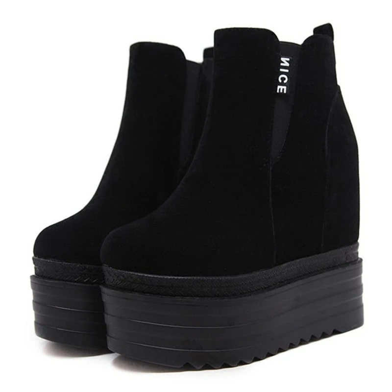 

Heighten high heels plush short boots 13 cm autumn and winter new thick-soled women's boots