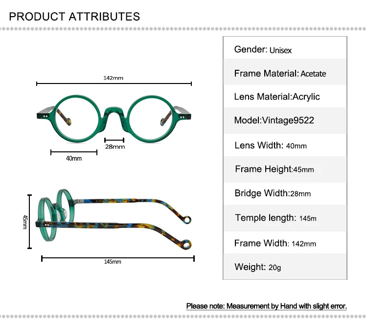 

Small Round Acetate Glasses Frame Retro Women Full Rim Myopia Eyewear High Quality Clear Lens Goggle Optical Eyeglasses Men