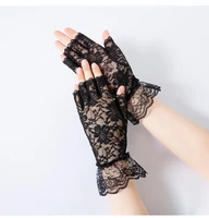 lace gloves new lace fingerless gloves female riding sunscreen etiquette bride lace driving touch screen half finger gloves