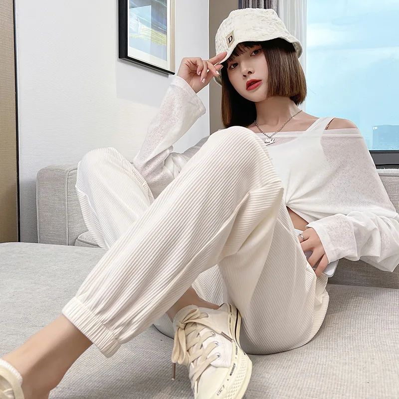 

2021 Autumn/Winter New Sports Pants Women'S Trousers Loose-Fitting Feet Are Thin And High-Waisted Harlan Lantern Casual Pants