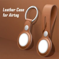 leather cover for apple airtag case with keychain buckle anti lost protective bumper cases for air tag locator tracker key ring