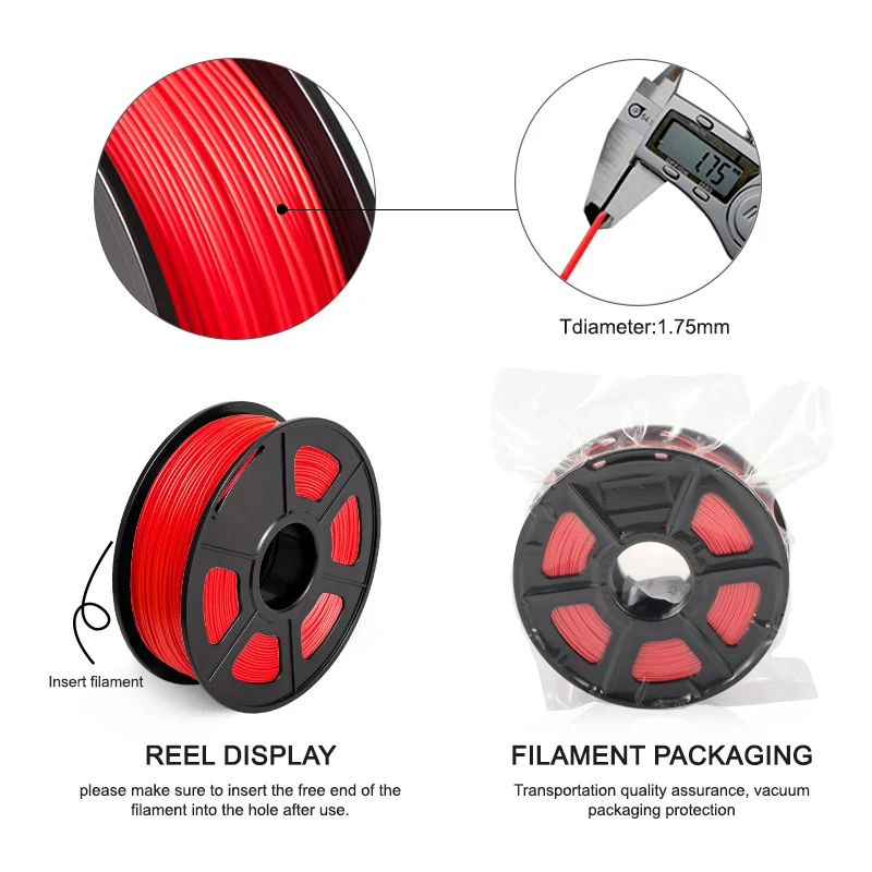 KAIGE PLA Filament 1kg 1.75mm Tolerance +/-0.02mm Biodegradable 100% No Bubbles Material Bright Colors for 3D Pen Print