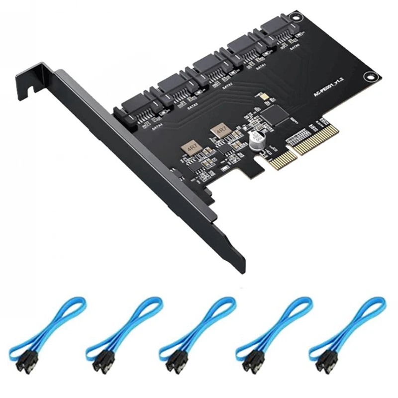 

Адаптер SATA PCIE, 5 портов, SATA 3,0 на PCIE X4 X8X16, плата расширения SATA3.0 PCIe SSD HDD, преобразователь жесткого диска, адаптер