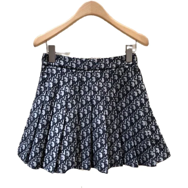 

Women's skirt 2021 new knitted skirt letter pattern high waist half pleated skirt wool jacquard skirt