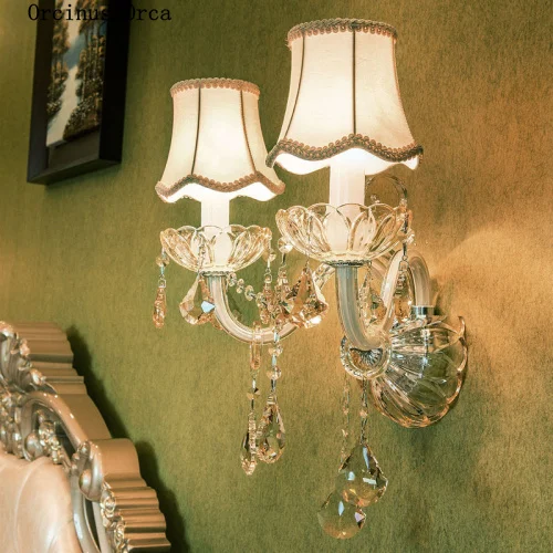 

Европейская романтическая Хрустальная настенная лампа, современный креативный светильник для гостиной, спальни, коридора, отеля