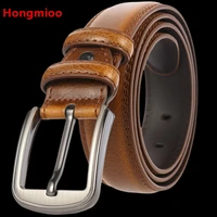 hongmioo pin cow leather belts gift for man classic luxury business design automatic alloy buckle ceinture