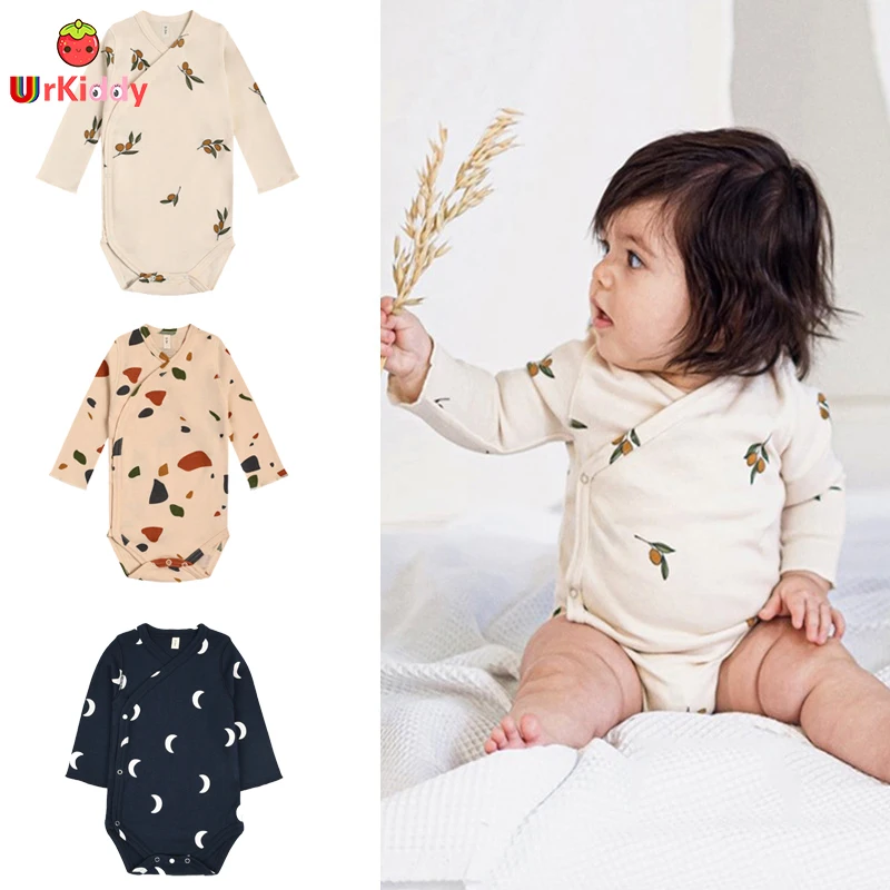 

Осенний комбинезон с длинным рукавом для младенцев, комбинезоны с цветочным принтом для новорожденных