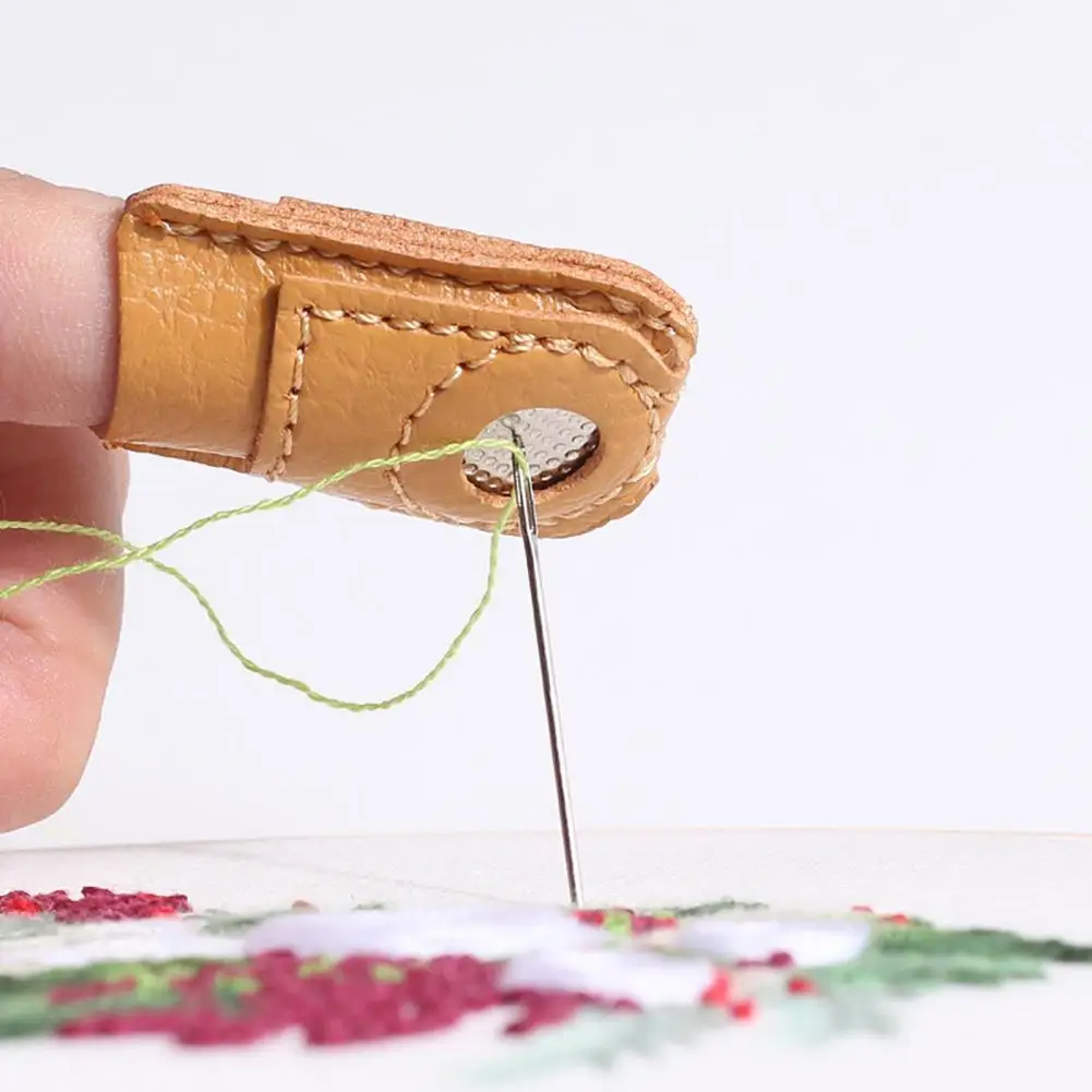 

1pcs Finger Protector Faux Leather Non Slip Needlework Finger Cover Knitting Tip Quilting Thimble Sleeve Handmade Sewing Tools