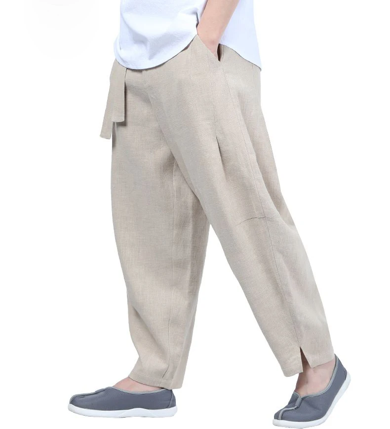 Брюки унисекс из хлопка и рами Сезон весна лето 5 цветов шаровары для занятий