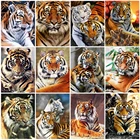 5D алмазная живопись сделай сам, тигр, полная выкладка, квадратная, круглая Алмазная вышивка, мозаика, животное, украшение для дома