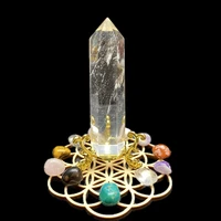 top crystal smelting quartz obelisk mixed seven chakra healing stone seven star array wood plate chakra home decor gift