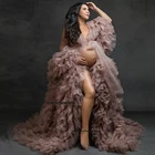 Милое Тюлевое платье для беременных для фотосессии длинное платье с оборками для фотосъемки платья для будущей матери для фотосъемки