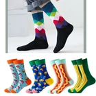 Новинка 2021, женские носки-трубы из чистого хлопка с бриллиантовым узором, модные трендовые носки в европейском и американском стиле