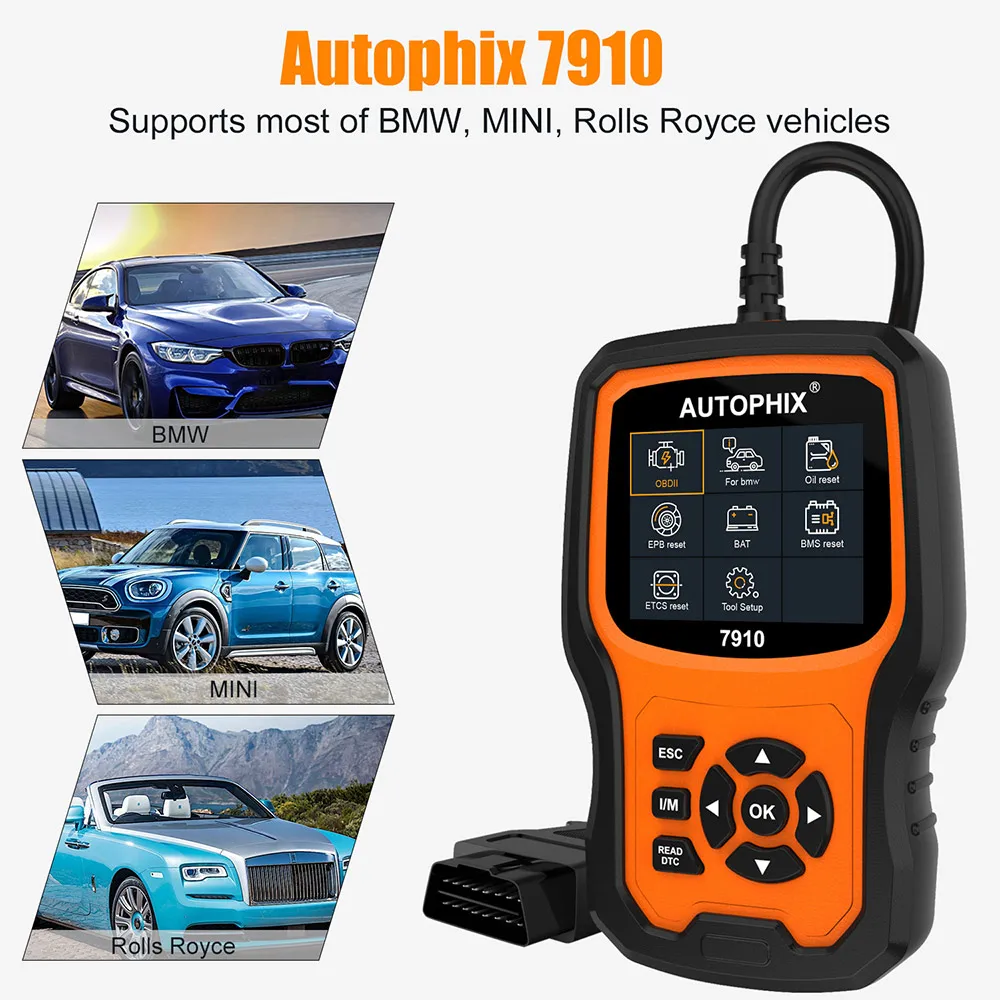Autophix 7910 для BMW MINI OBD2 масло сканера батарея EPB SAS подушка безопасности TPMS сброс OBDII