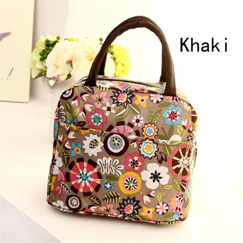 Новый ланч-мешок для пикника Термосумка пищи цветочный узор портативный