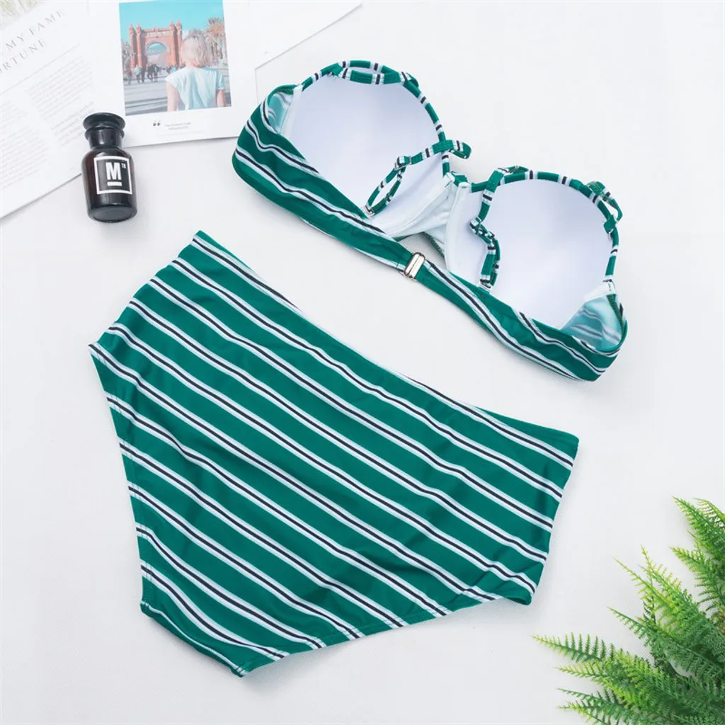 Сексуальное бикини 2020 купальник для женщин плюс размер в полоску пуш ап