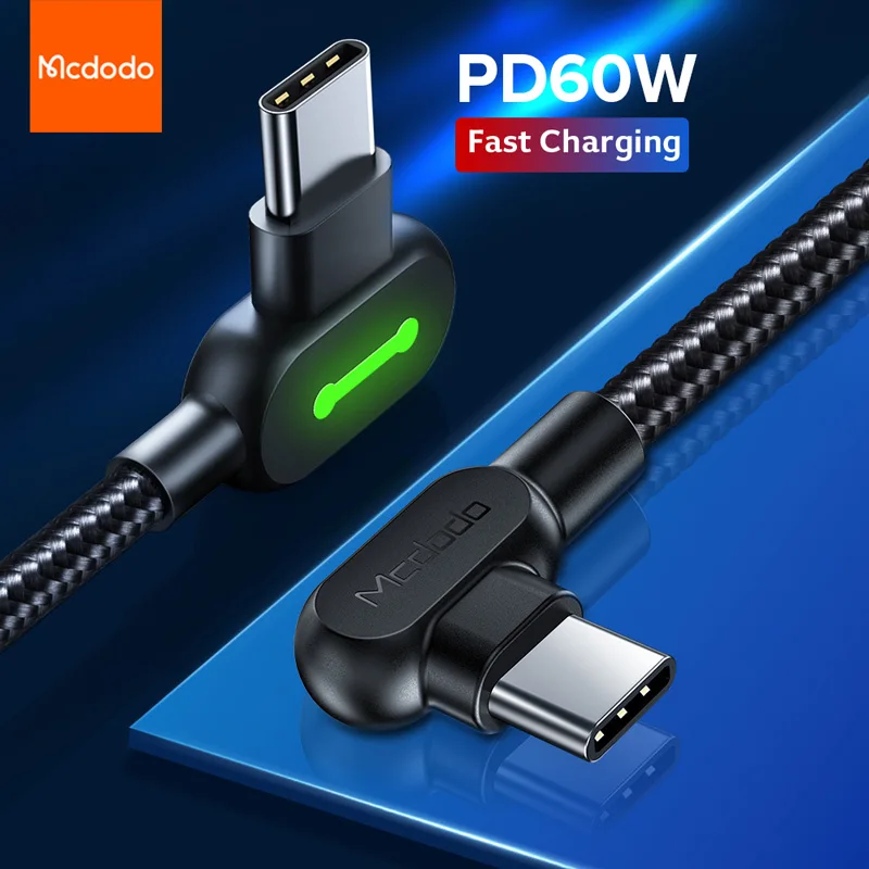 MCDODO USB C PD 60 Вт Кабель-Переходник на кабель с разъемом Type-C быстрая зарядка