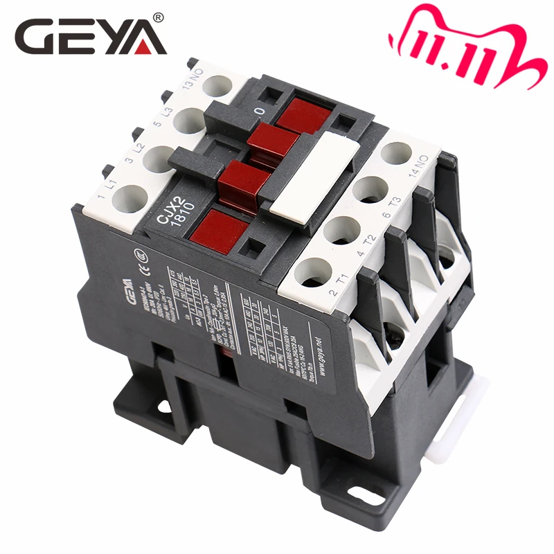 GEYA CJX2 0910 1210 1810 Din Rail магнитный контактор переменного тока 220V или 380VAC 3 полюсный 9A 12A