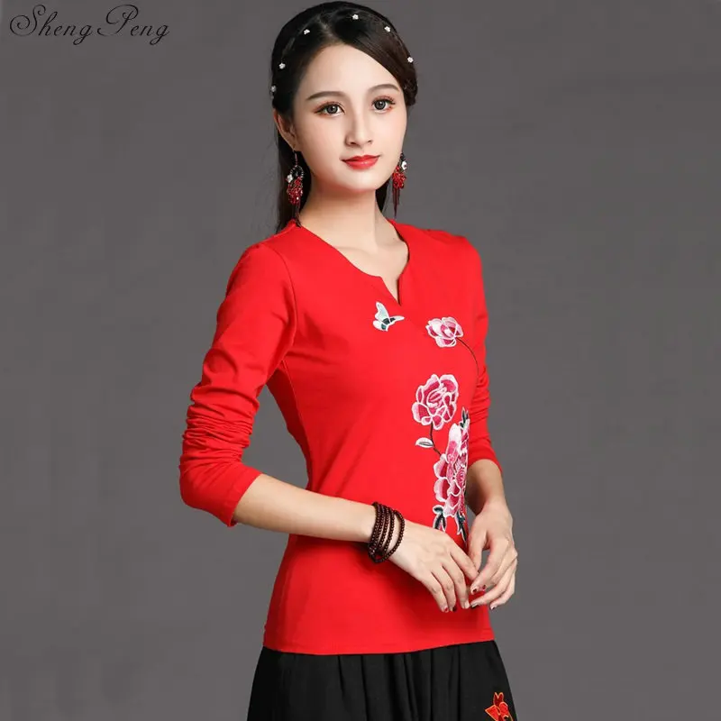 Традиционная китайская блузка рубашка топы для женщин воротник Мандарин