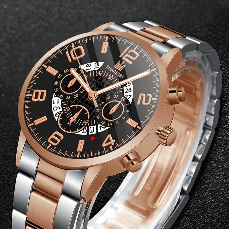 Модные мужские коричневые часы роскошный браслет из нержавеющей стали