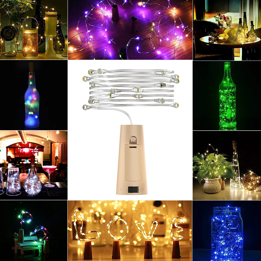 9 Colors LED Wine Bottle Cork Lights Wire String Light for Wedding Party Outdoor Decor 1M/2M Stopper For Bar Tool | Дом и сад
