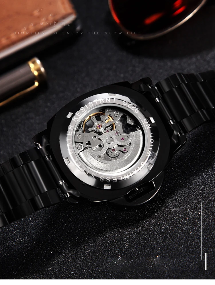 Модные Роскошные брендовые механические часы со скелетом мужские