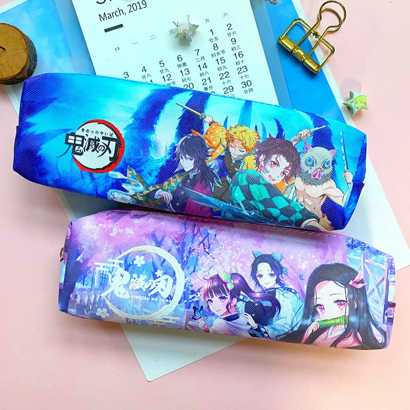

Students Pencil Bag Anime Demon Slayer: Kimetsu no Yaiba Pencil Bag Zipper Canvas Wallet Storage Bag Stationery Pk Pencil Cases