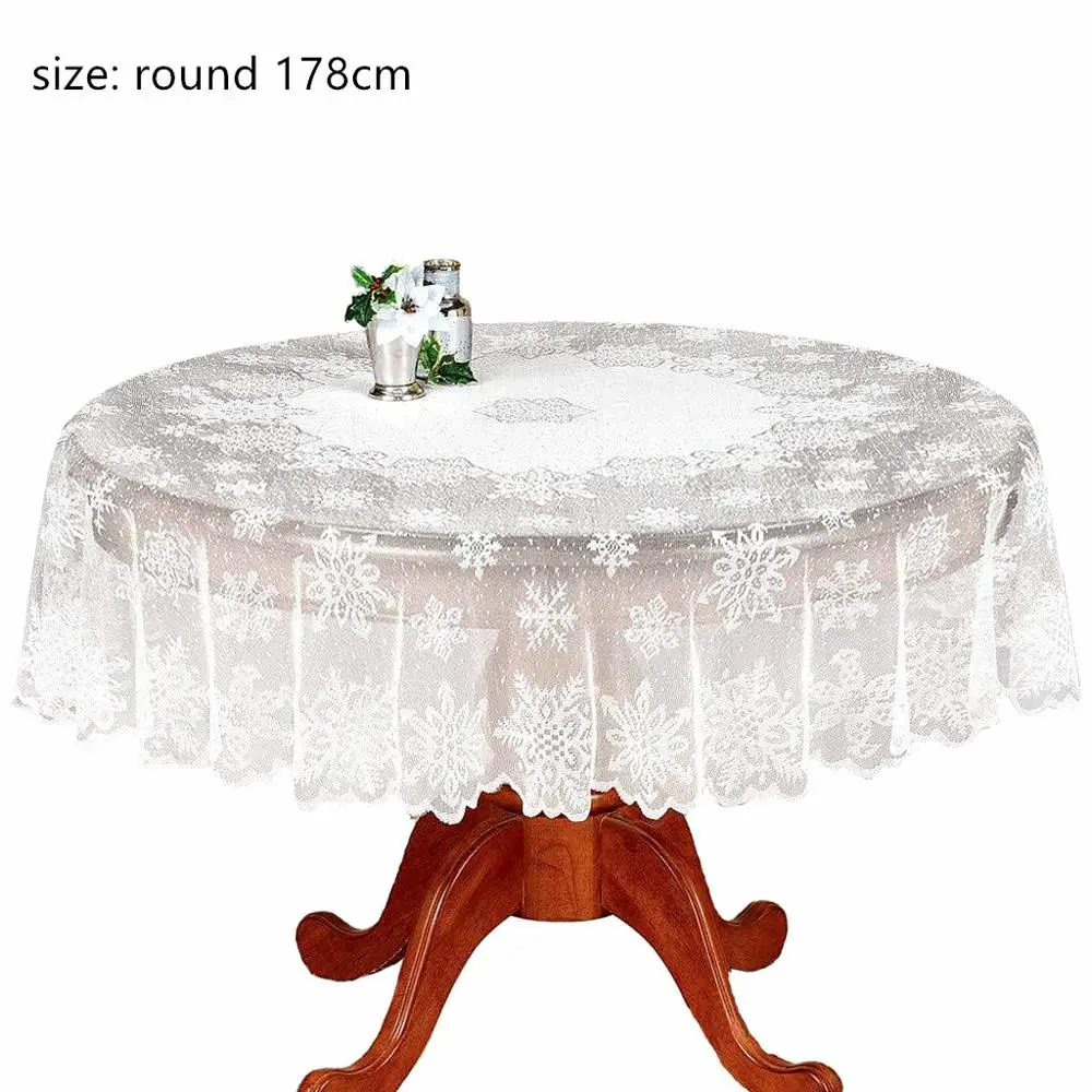 round 178cm 1 шт., Рождественское украшение, круглая белая кружевная скатерть, прямоугольная скатерть со снежинками для дома, кухни, вечерние скатерти - Цвет: round 178cm