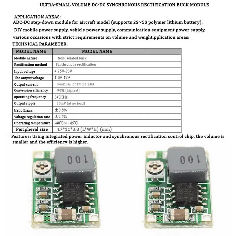 Мини DC понижающий преобразователь вольт регулятор 5V 23V до 3 V 6V 9V 12V 340 кГц шаг вниз