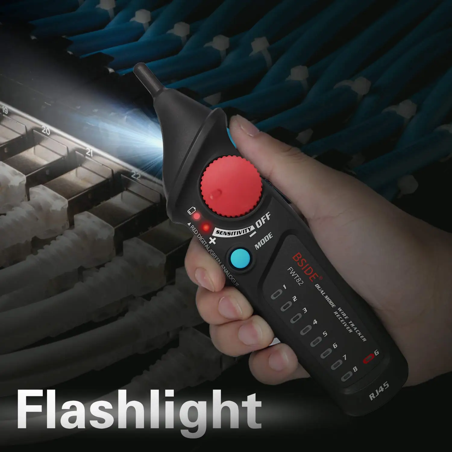 Wire Tracker RJ11 RJ45 Network Cable Tester Toner Generator Network Cable Collation Ethernet LAN Line Finder with Flashlight