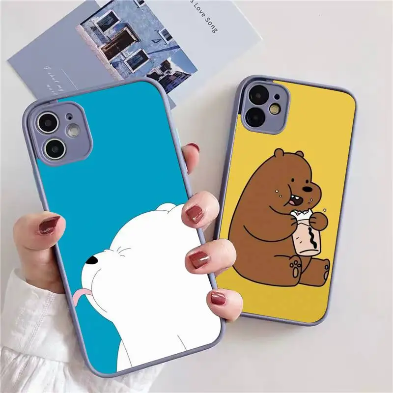 

Чехол для телефона с милым медведем для iphone 13, 12, 11, xr, xs, x, 7, 8 pro max, светло-серый мягкий силиконовый прозрачный чехол из ТПУ
