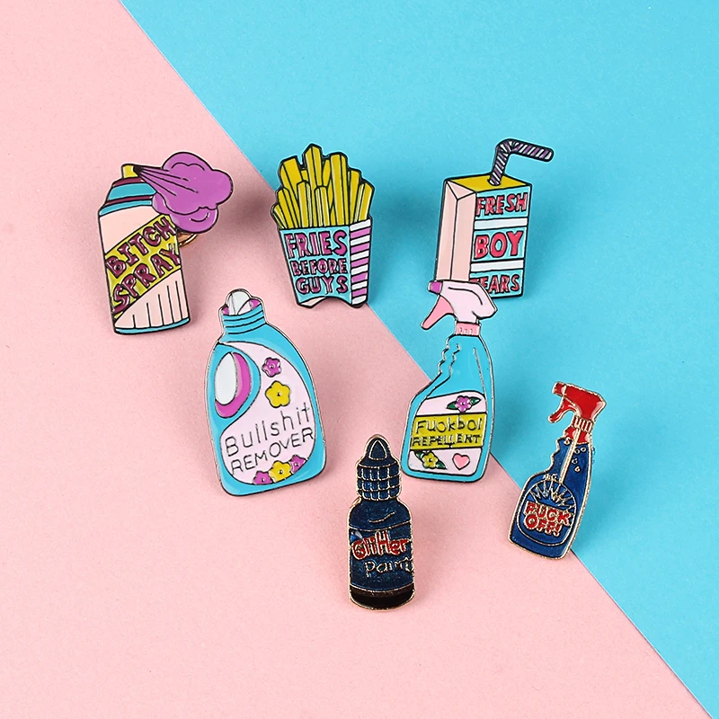 Отталкивающая пуговица фри эмалированная брошь на булавке для моющего средства