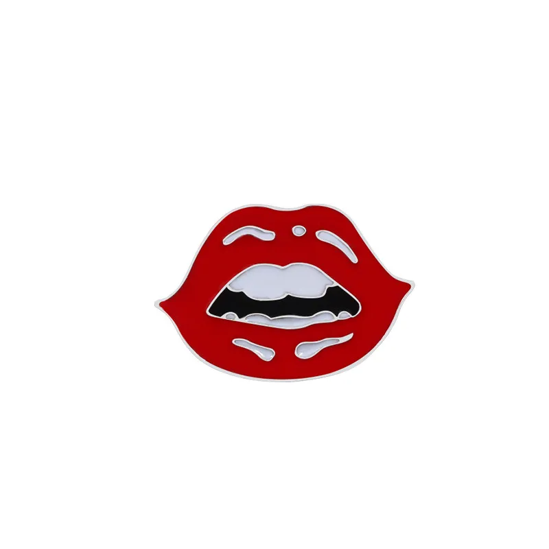 lips Женские броши сексуальная помада значки губы булавки куртки свитер рюкзак металлическая кнопка эмаль булавки аксессуары Модная бижутерия для девочек - Окраска металла: lips