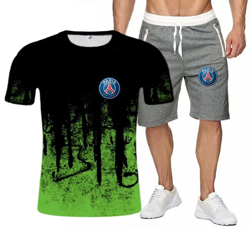 

2021 Summer New suit Men's Leisure T-shirt Fashion style Men's Assembly comes with a handsome set Shorts suit Leisure suit