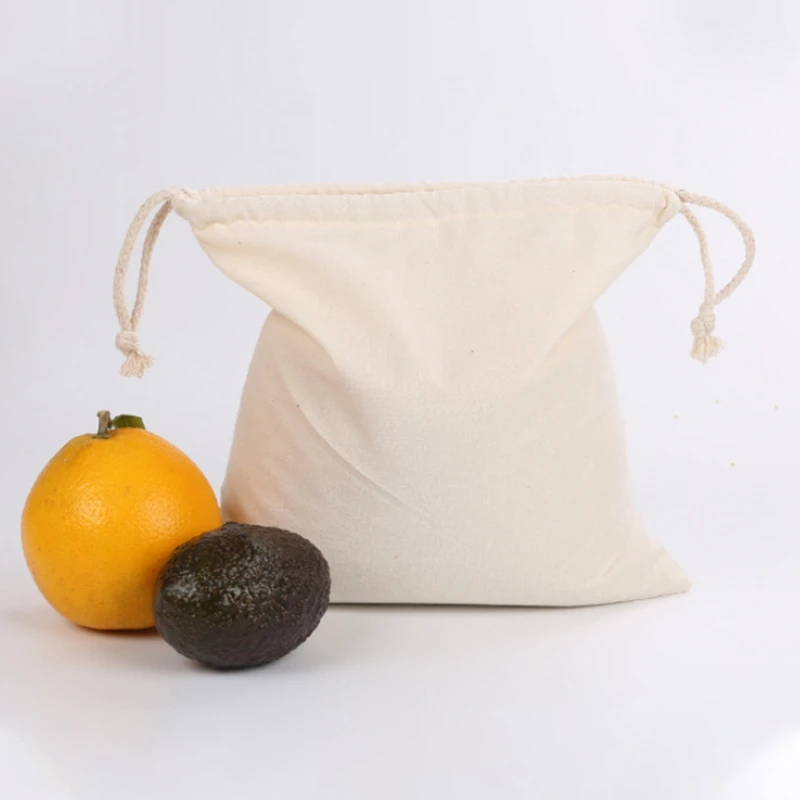 Набор из 6 Хлопковый мешок с двойной кулиской для рисовой муки сумка покупок