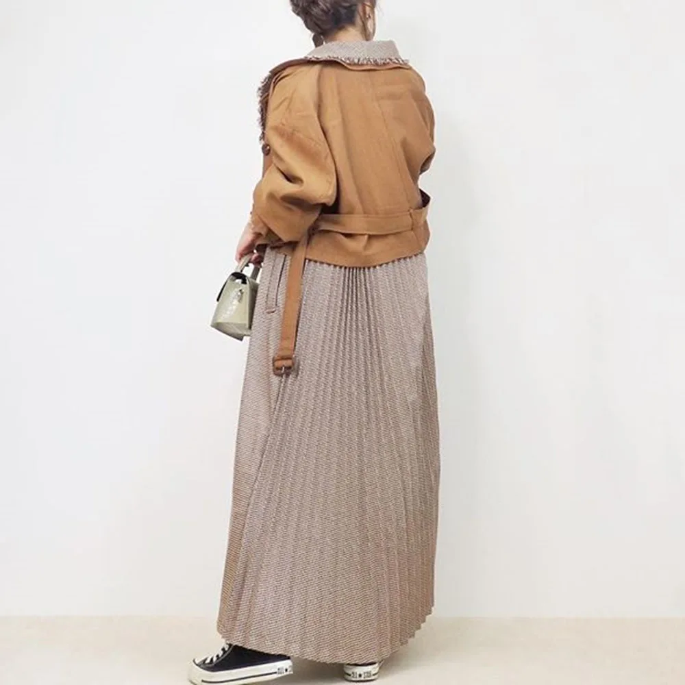 Женский Тренч средней длины в стиле Харадзюку японский корейский стиль