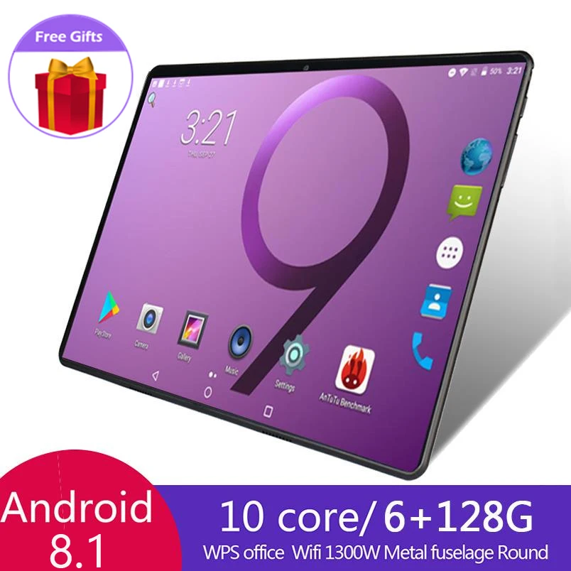 10 дюймовый планшет 6 ГБ + 128 Гб Android 8 1 HD 4G Wi Fi две SIM карты задняя камера 1300 Вт