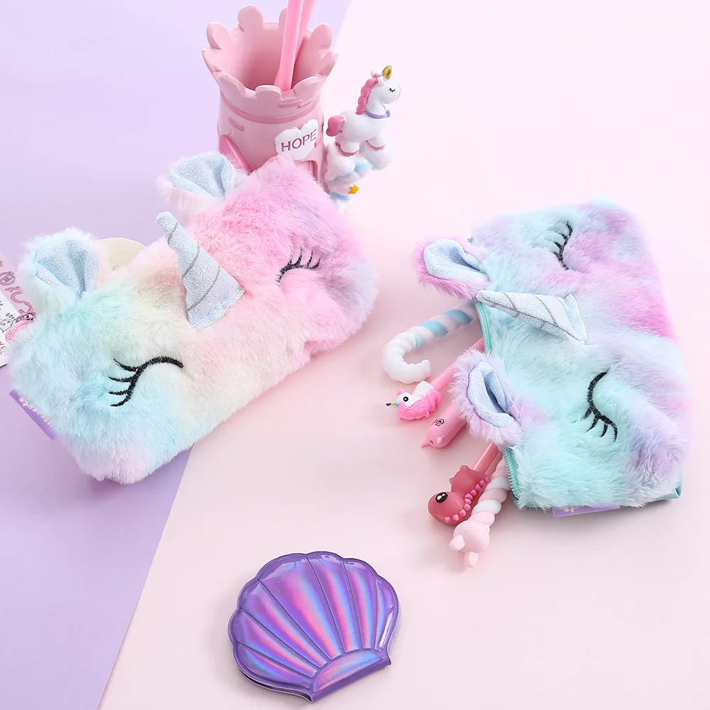 Плюшевый чехол карандаш с единорогом estojo escolar Kawaii trousse scolaire stylo пенал|Пеналы| |