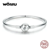 wostu sparkling stars bracelets 100 925 sterling silver zircon round charm bracelets bangle for women silver 925 jewelry cqb144