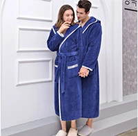 new pink hooded comfort pockets bathrobe for women winter grey house sleep robe for men large solid unisex homewear pajamas long