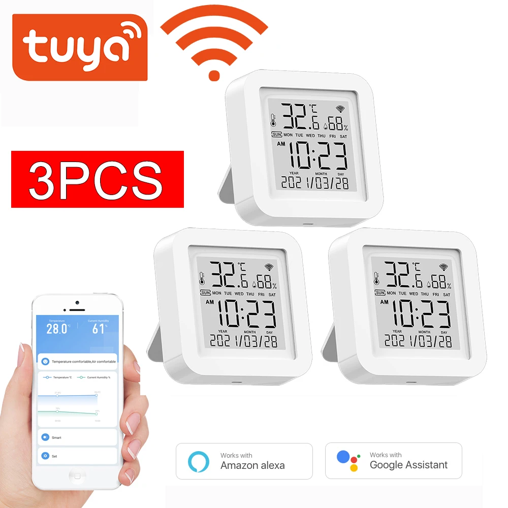 

Tuya WIFI Temperature And Humidity Sensor USB powered Hygrometer Thermometer With LCD Display Support Alexa Google Assistant