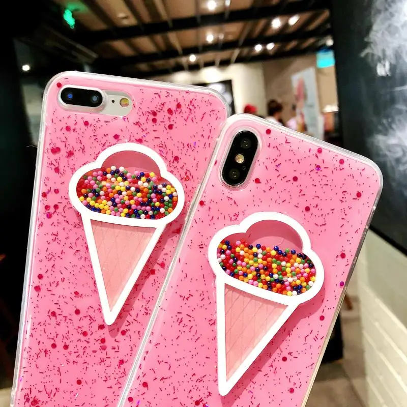 Милый розовый 3D динамический чехол для телефона с мороженым Iphone 6 6S 7 8 Plus
