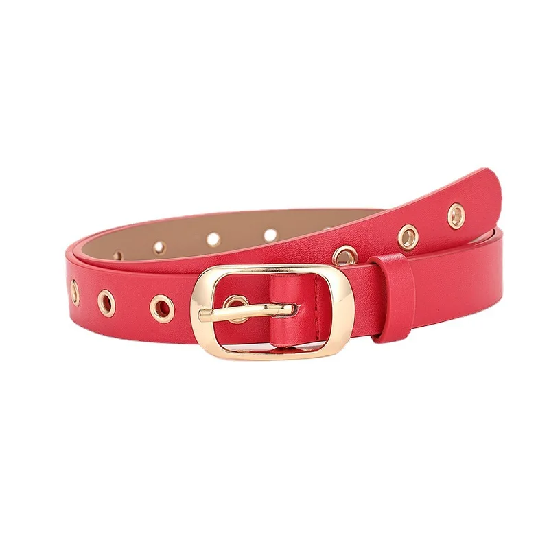 

Fashion Pin Buckle Belt Women Alloy Buckle Waistband Luxury Designer Japanese Button Hollow Eye Belts For Women Dress Decoration