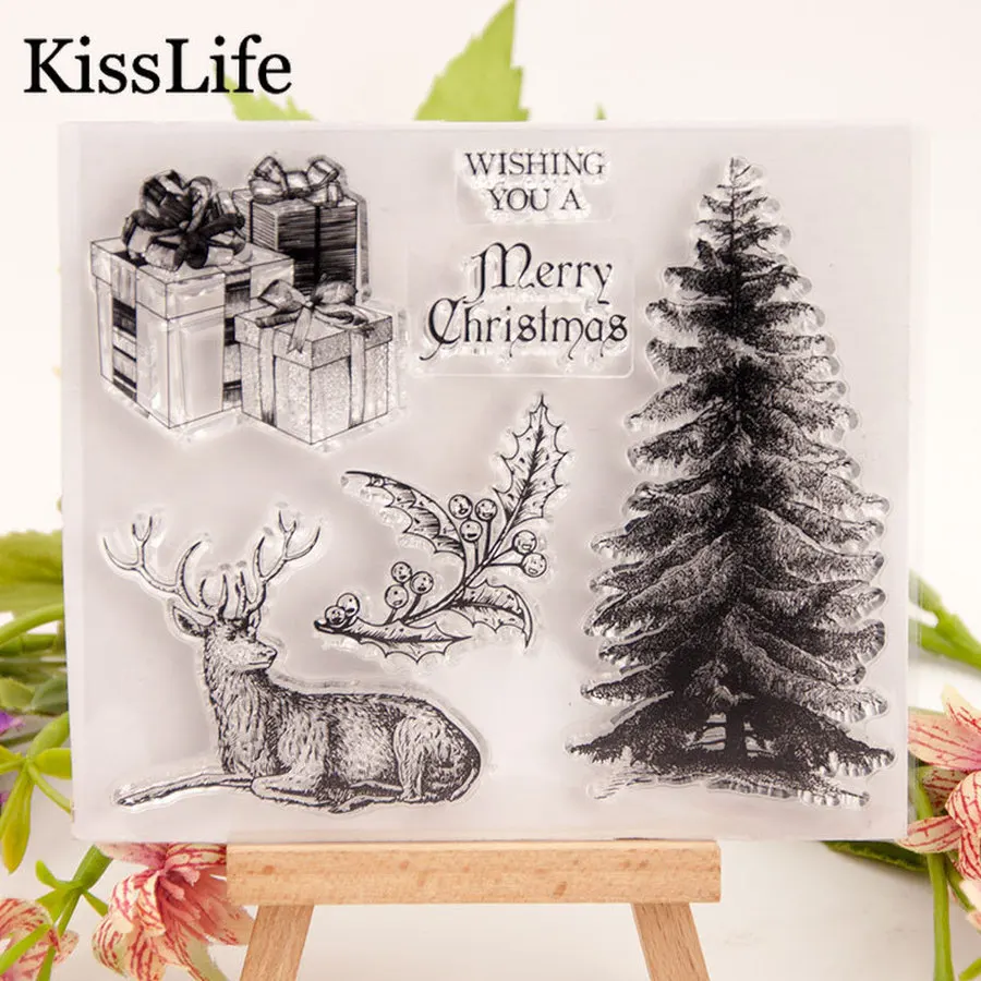 Рождественская елка олень листья Мерри рождественские слова Подарочная коробка