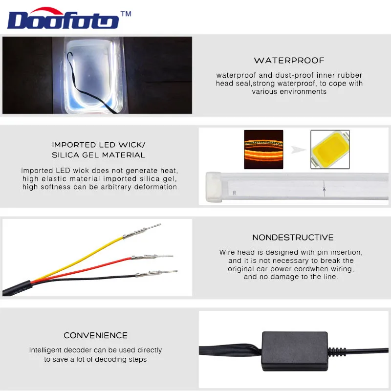 Doofoto DRL LED Daytime Running Light Turn Signal Controller Flexible Headlight Strip Car Accessories Waterproof Universal | Автомобили и