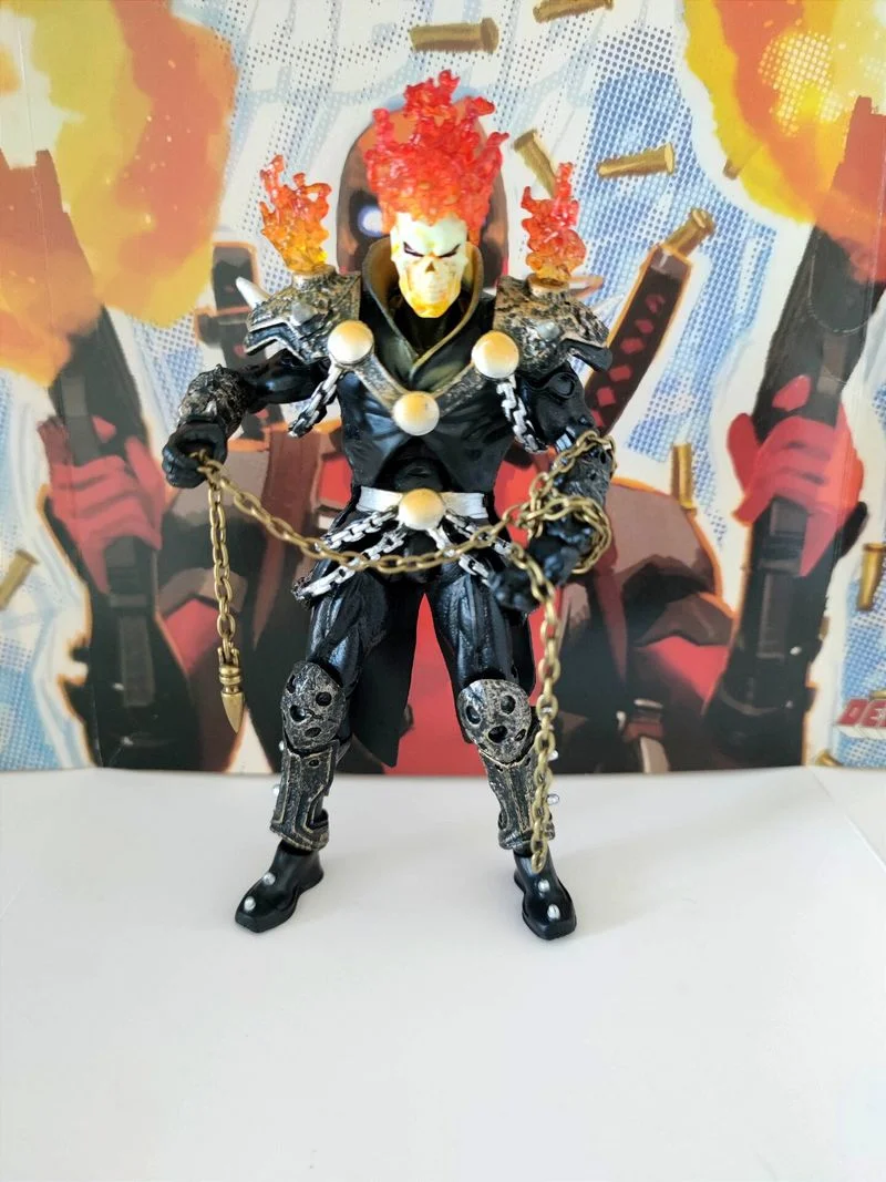 Фигурка героя аниме Легенды Marvel Призрачный гонщик оранжевая и синяя Подвижная